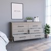 Tuhome Hms 6 Drawer Double Dresser, Four Legs, Superior Top, Six Drawers, Light Gray CZB7666